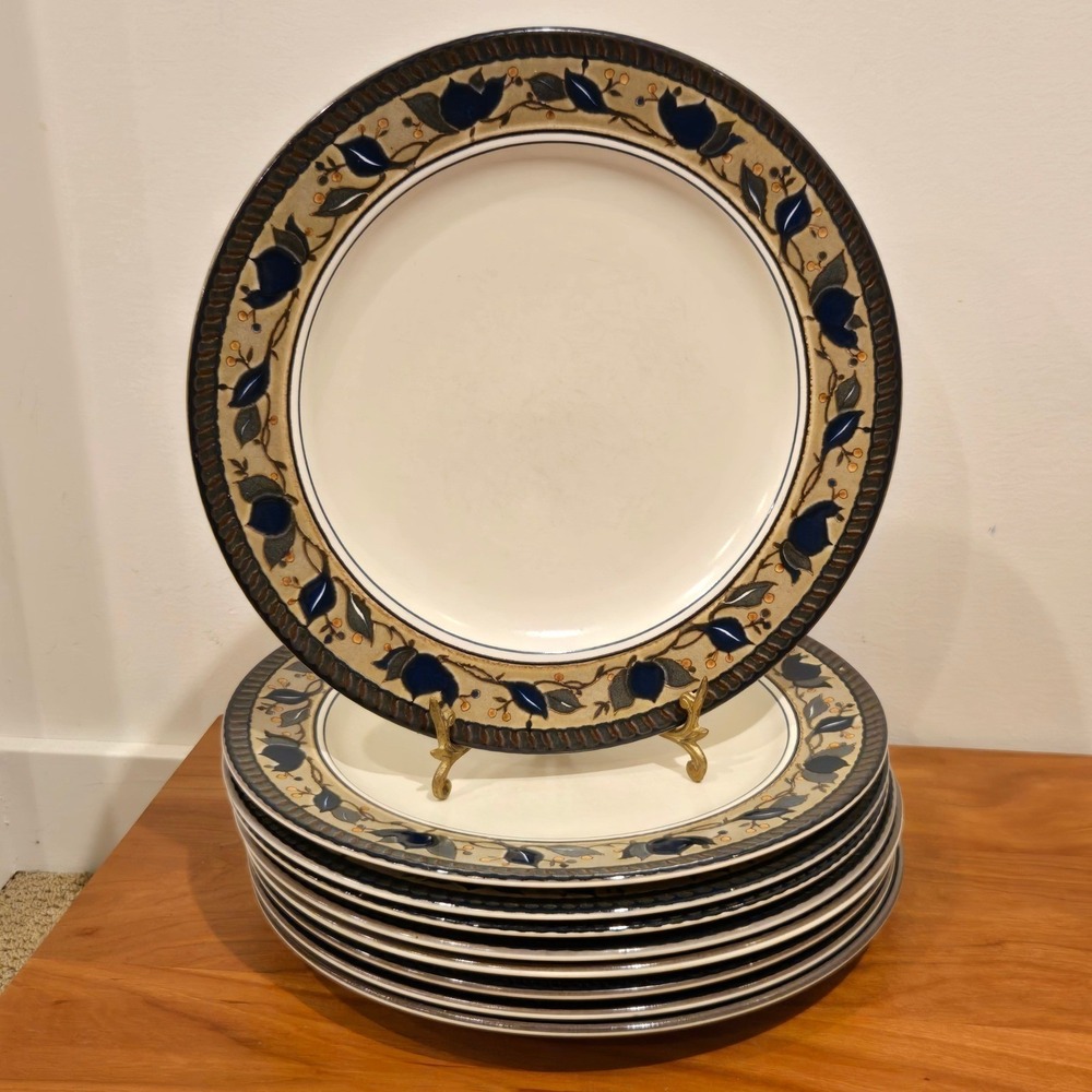 Mikasa Intaglio Arabella CAC01 Set of 5 Dinner Plates 11" Stoneware ~ Huge set